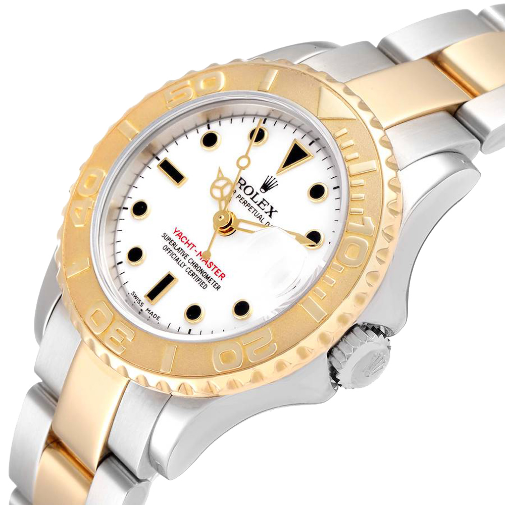 

Rolex White 18K Yellow Gold And Stainless Steel Yachtmaster 169623 Women's Wristwatch 29 MM