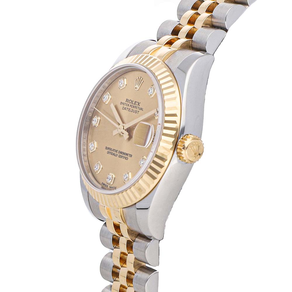 

Rolex Champagne 18K Yellow Gold And Stainless Steel Datejust 178273 Women's Wristwatch 31 MM