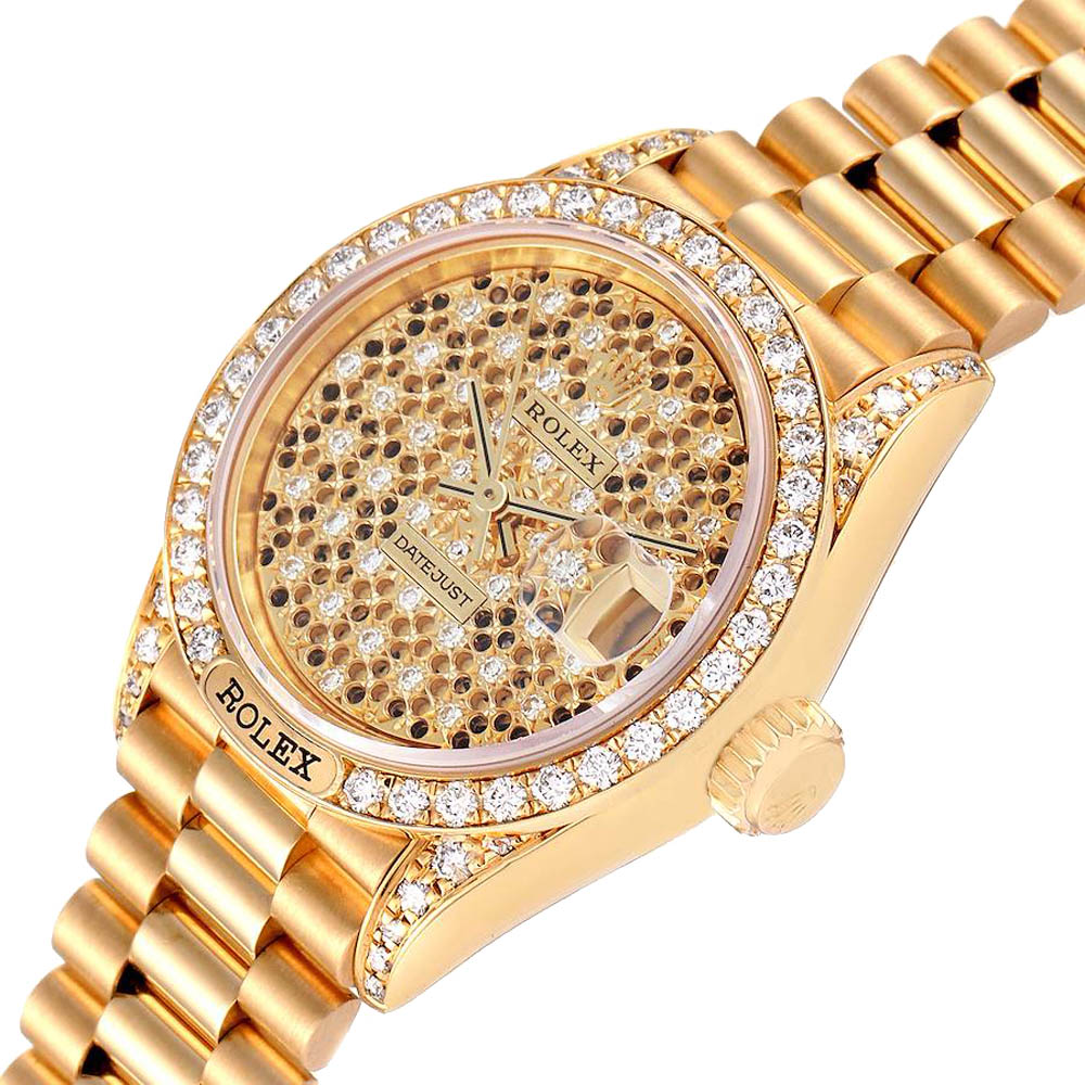 

Rolex Champagne 18K Yellow Gold President Datejust 69158 Women's Wristwatch 26 MM
