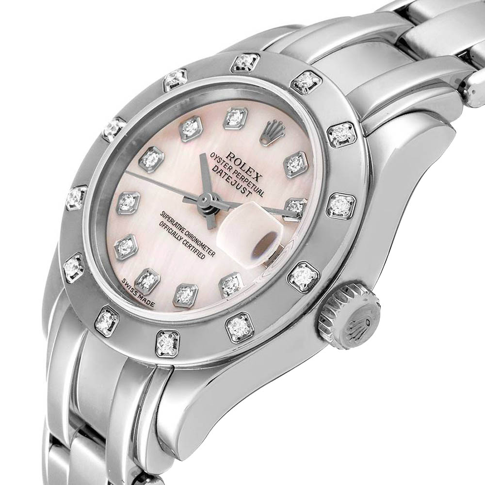 

Rolex MOP Diamonds 18K White Gold Pearlmaster 80319 Women's Wristwatch 29 MM