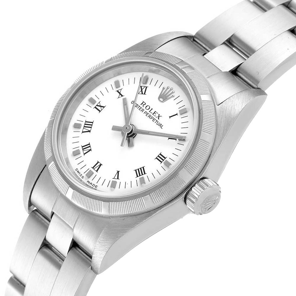 

Rolex White Stainless Steel Oyster Perpetual 76030 Women's Wristwatch 24 MM