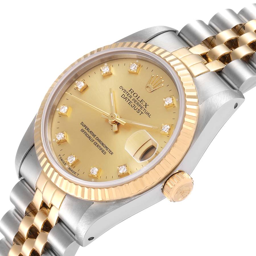 

Rolex Champagne Diamonds 18K Yellow Gold And Stainless Steel Datejust 68273 Women's Wristwatch 31 MM