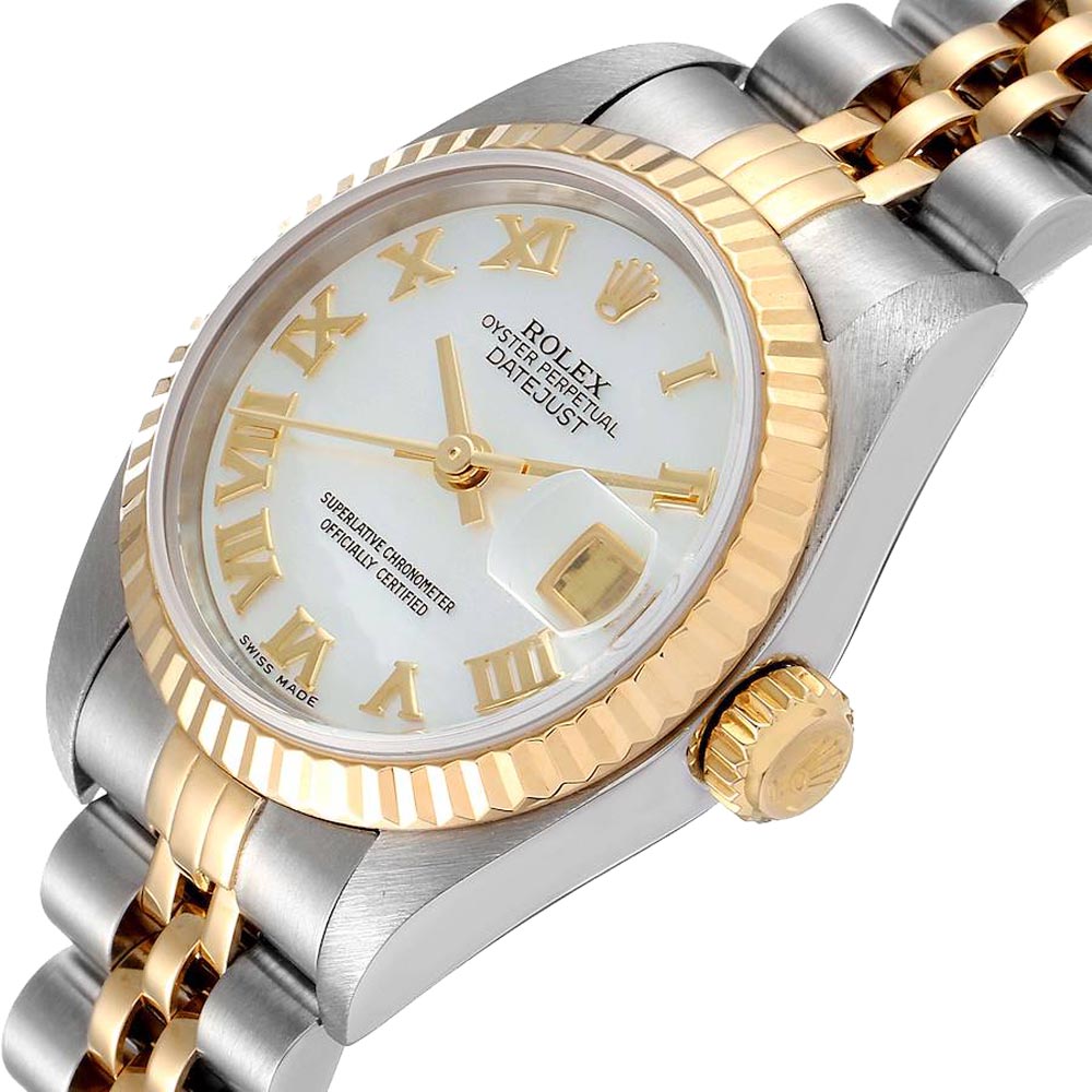 

Rolex MOP 18K Yellow Gold And Stainless Steel Datejust 79173 Women's Wristwatch 26 MM, White