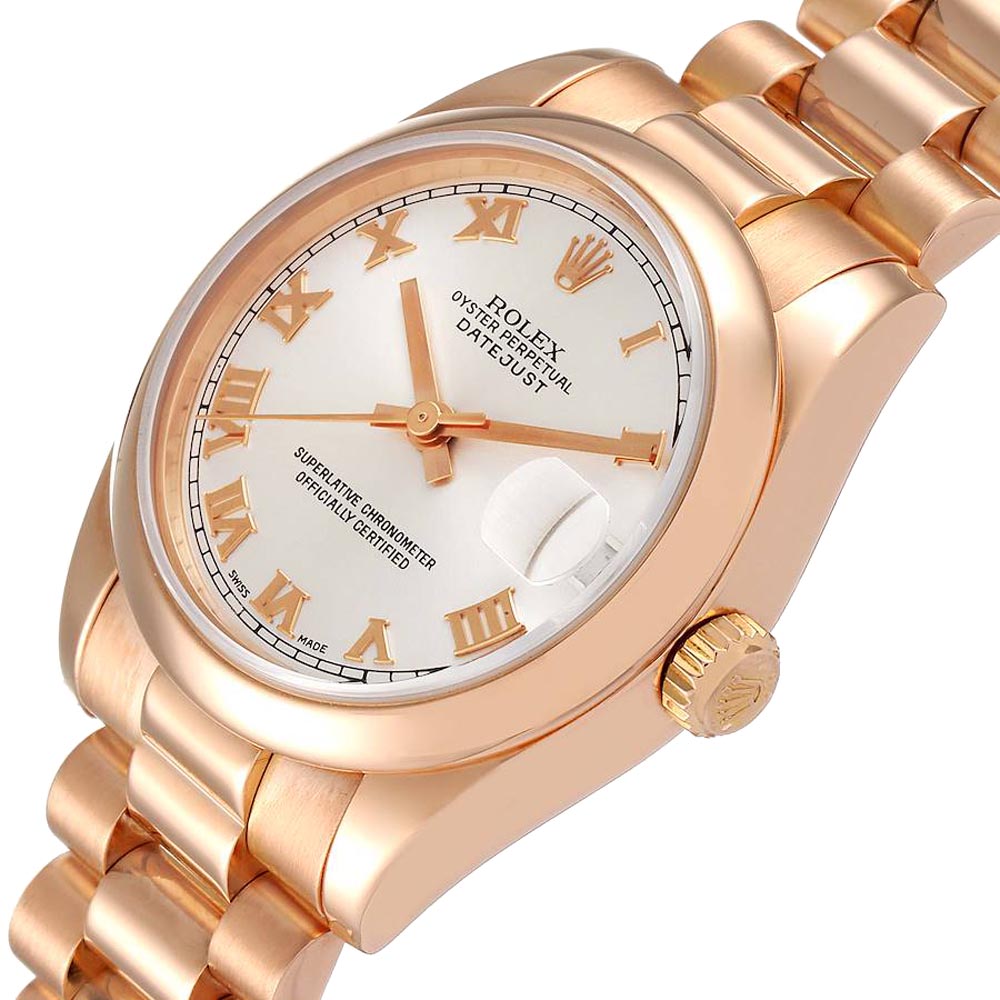 

Rolex Silver 18K Rose Gold President Datejust 178245 Men's Wristwatch 31 MM