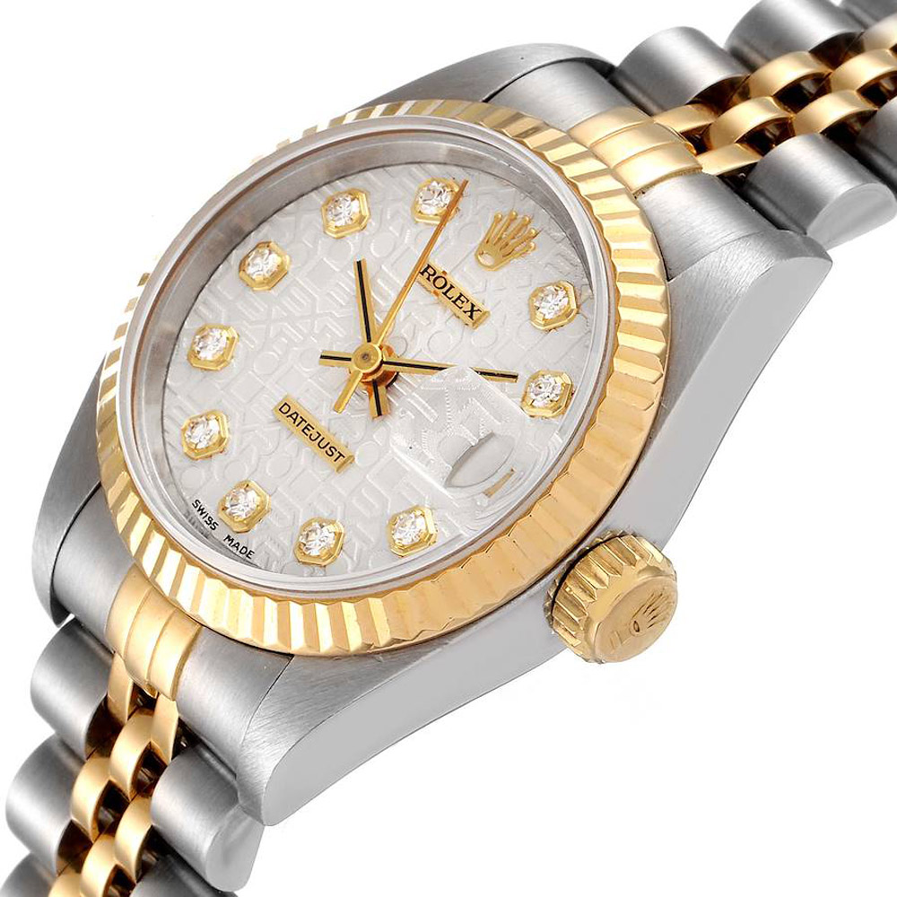

Rolex Diamond 18K Yellow Gold And Stainless Steel Datejust 79173 Women's Wristwatch 26 MM, Silver