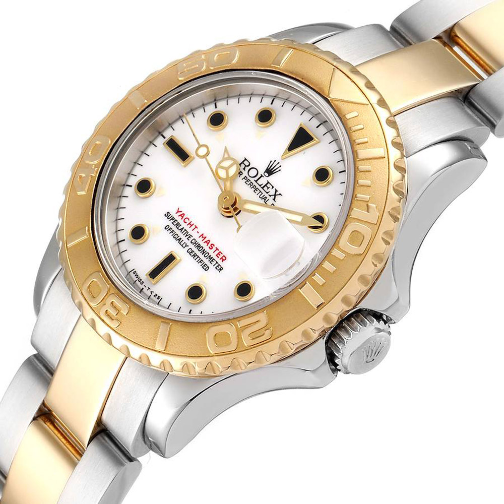 

Rolex White 18K Yellow Gold And Stainless Steel Yachtmaster 69623 Women's Wristwatch 29 MM