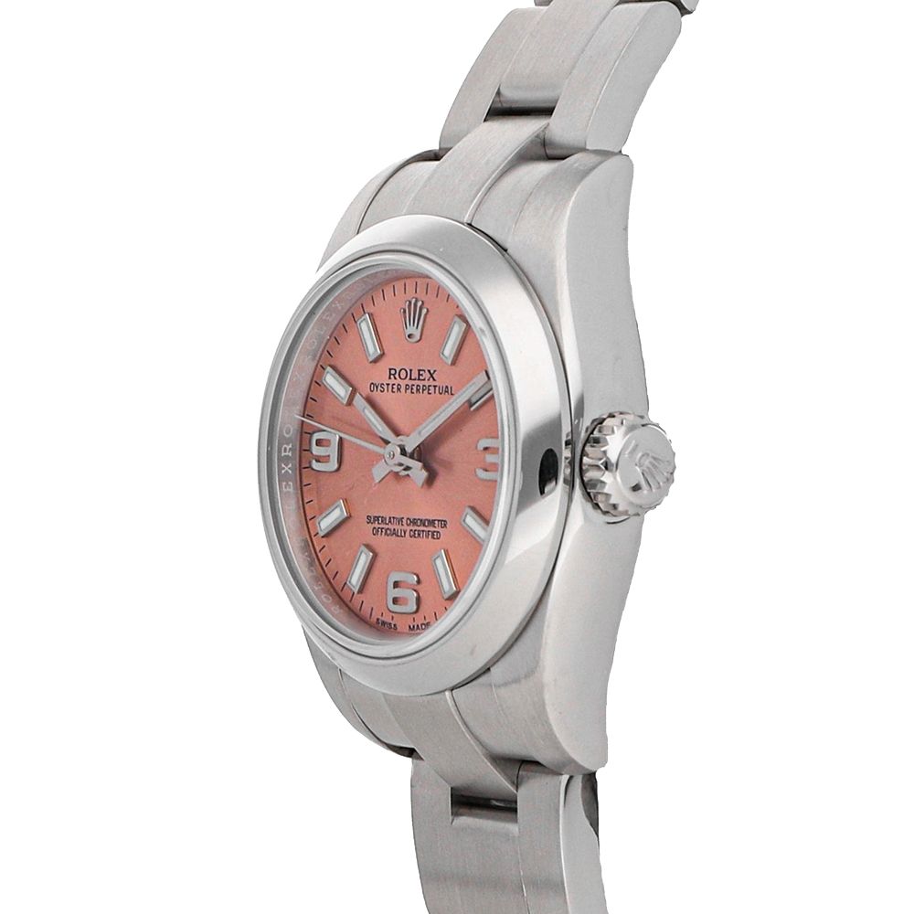 

Rolex Pink Stainless Steel Oyster Perpetual 176200 Women's Wristwatch 26 MM