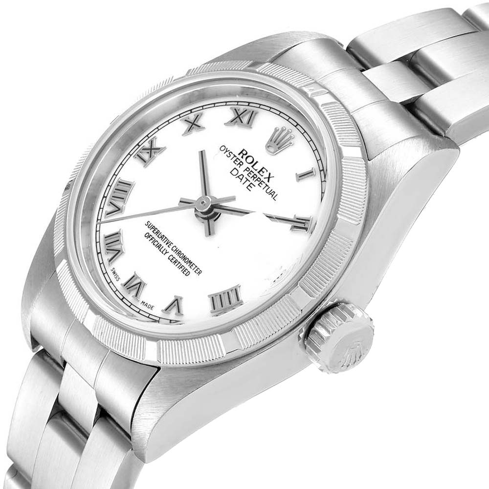 

Rolex White Stainless Steel Oyster Perpetual Date 79190 Women's Wristwatch 25 MM