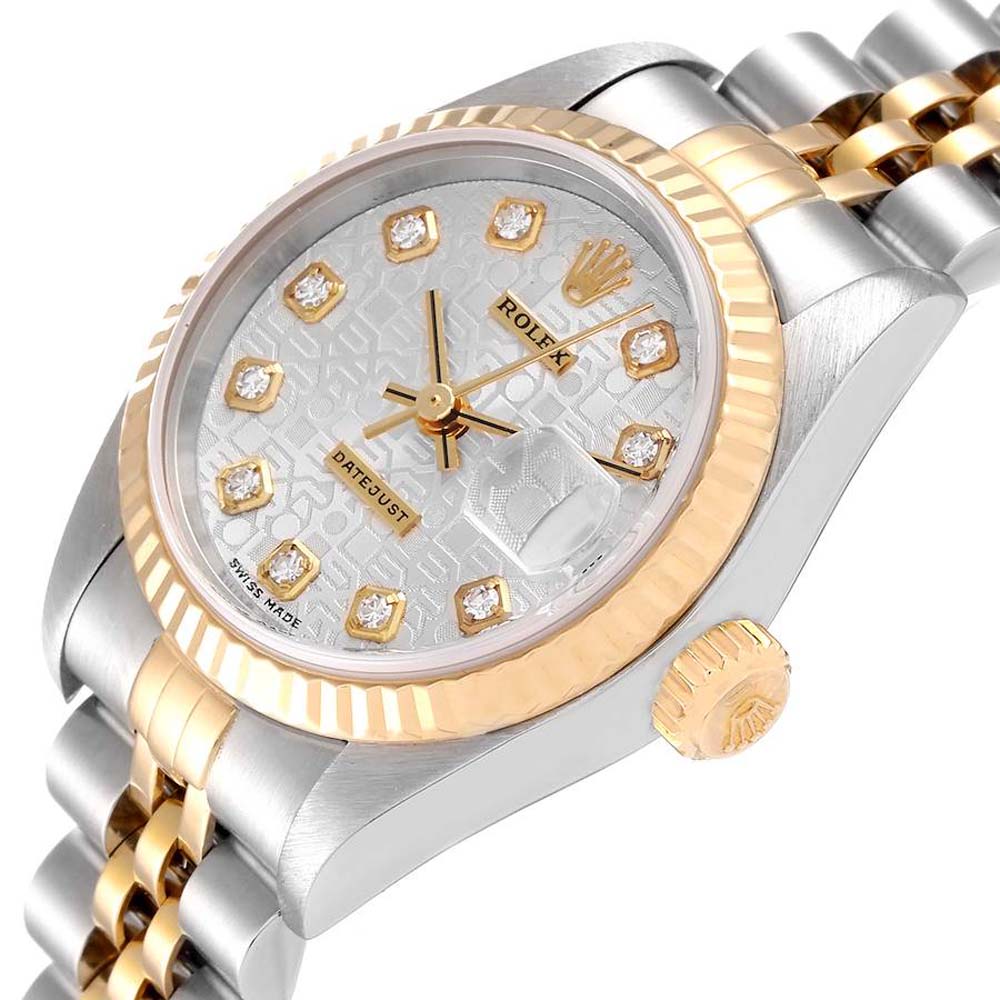 

Rolex Diamonds 18K Yellow Gold And Stainless Steel Datejust 79173 Women's Wristwatch 26 MM, Silver