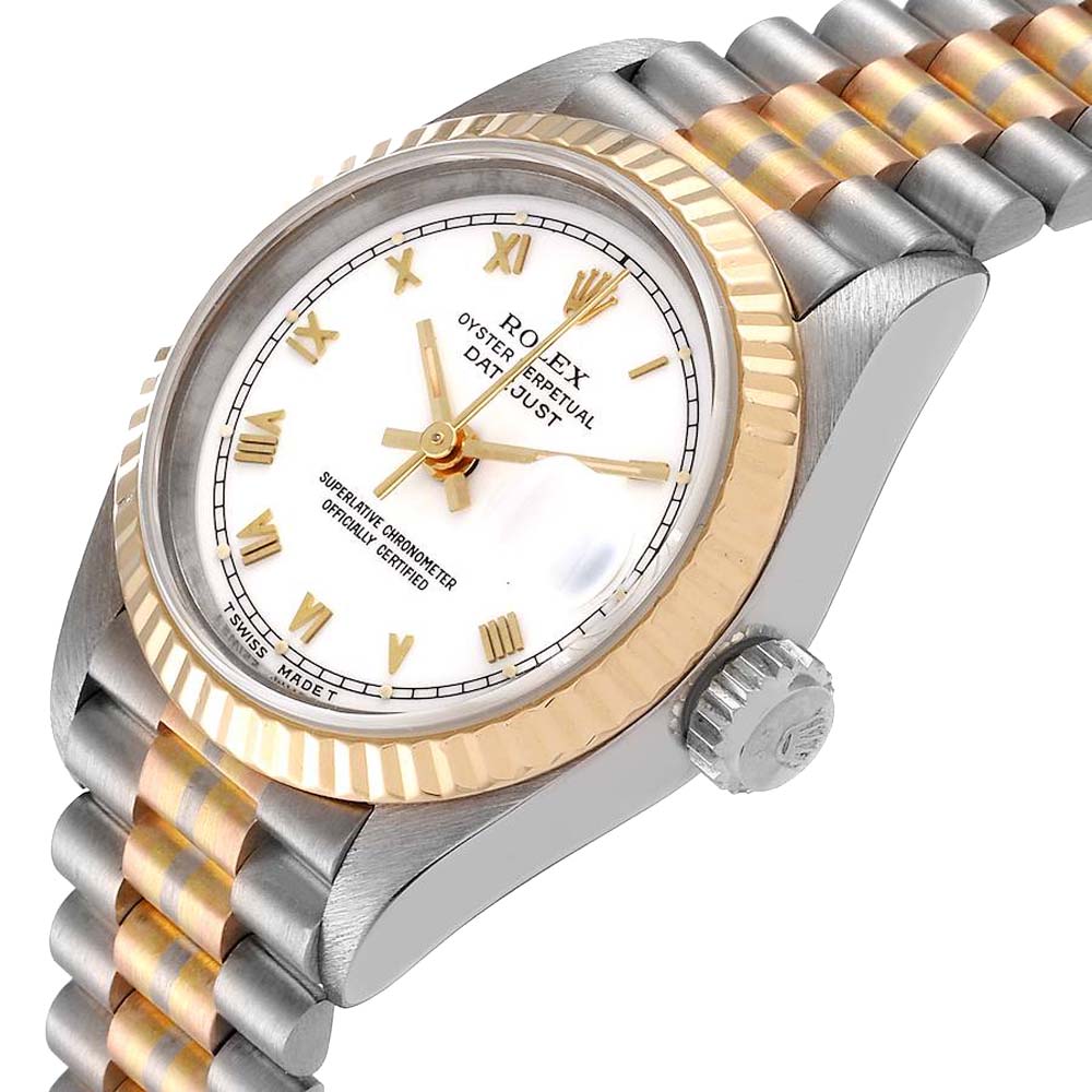 

Rolex White 18K White Yellow Rose Gold President Tridor 69179 Women's Wristwatch 26 MM