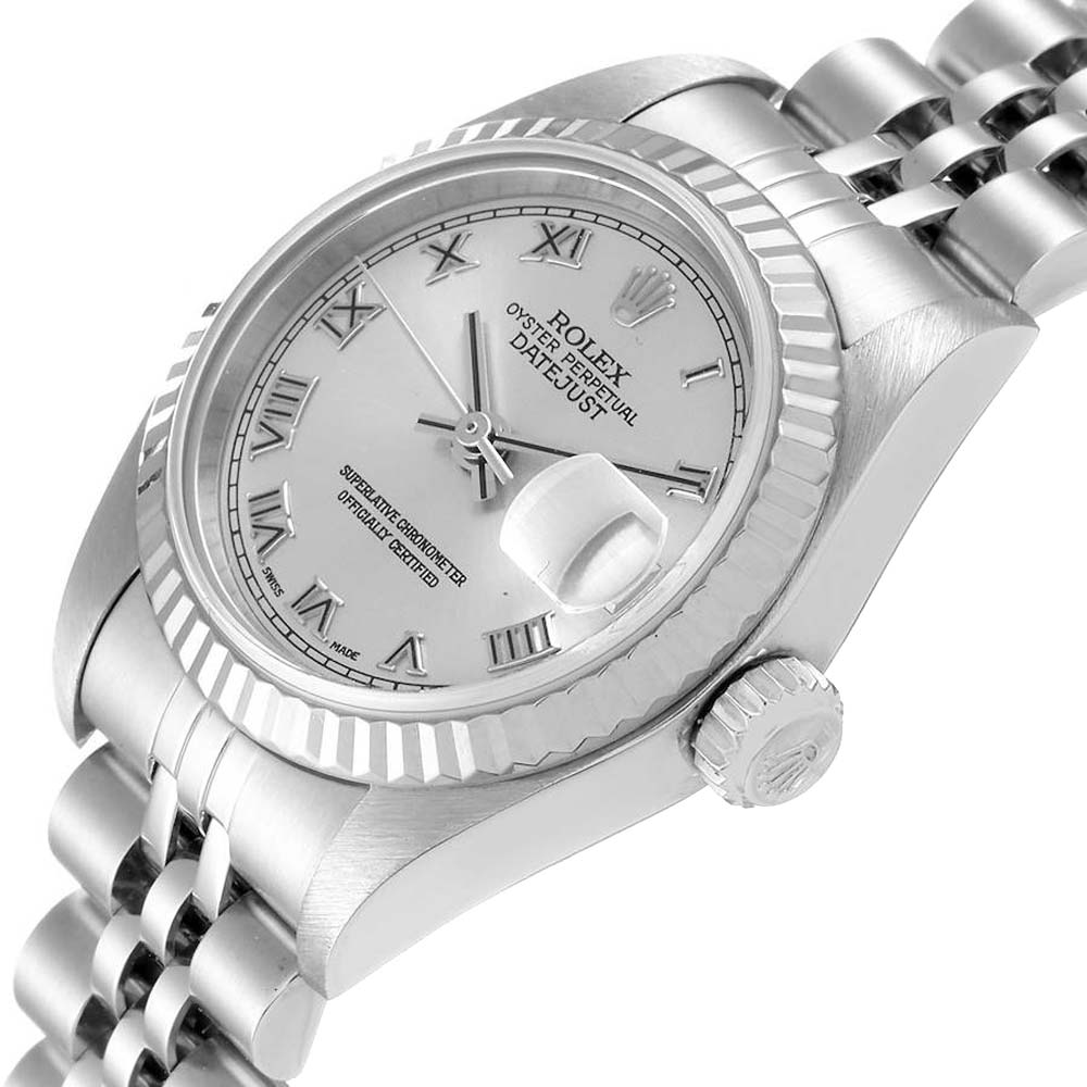 

Rolex Silver 18K White Gold And Stainless Steel Datejust 79174 Women's Wristwatch 26 MM