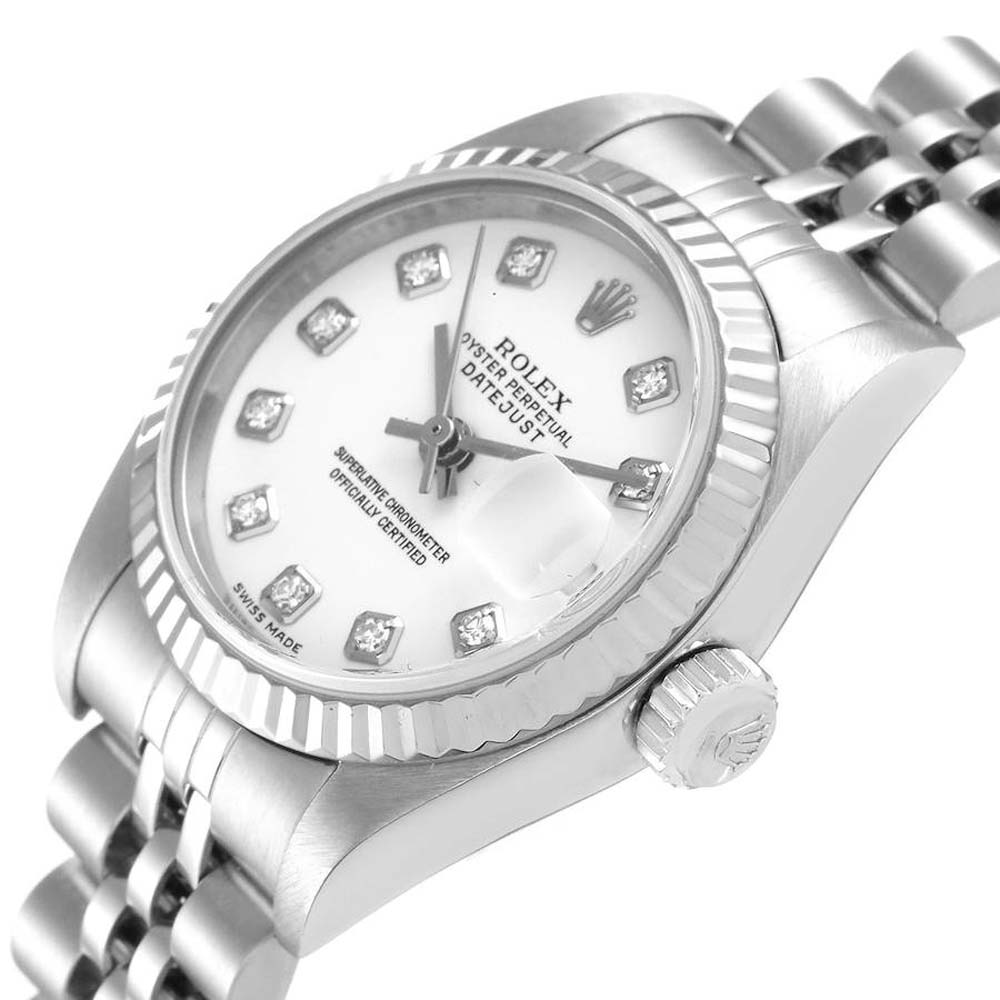 

Rolex White Diamonds 18k White Gold And Stainless Steel Datejust 79174 Women's Wristwatch 26 MM