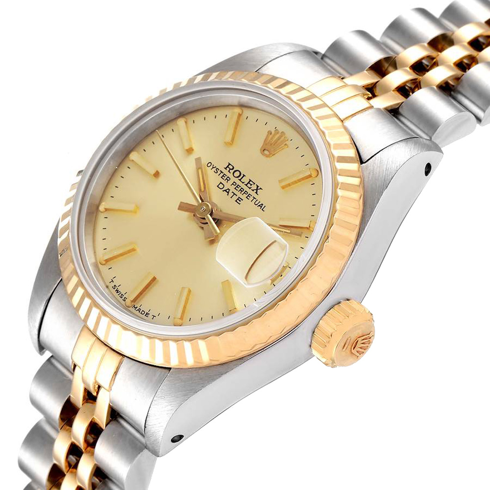 

Rolex Silver Yellow Gold And Stainless Steel Datejust 69173 Women's Wristwatch 26 MM