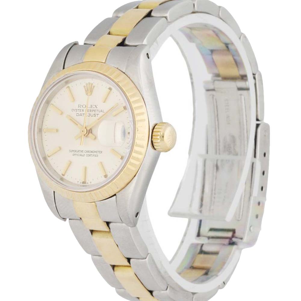

Rolex Silver 18k Yellow Gold And Stainless Steel Datejust 69173 Women's Wristwatch 26 MM