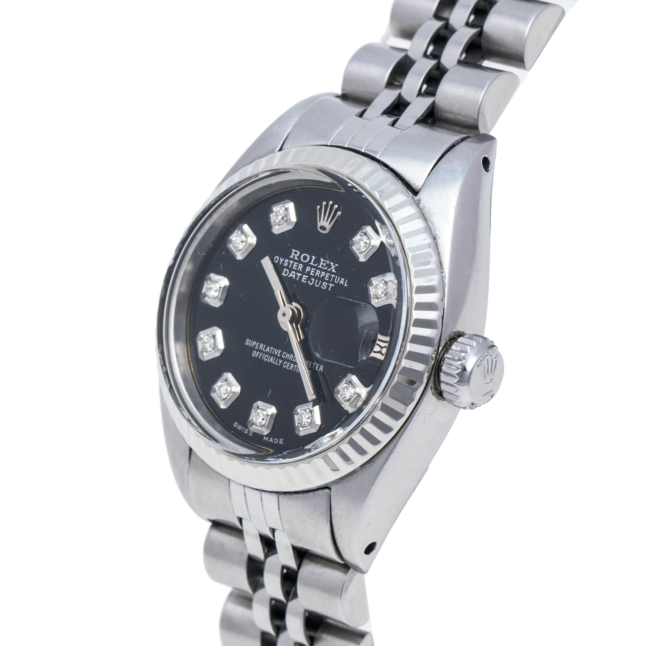 

Rolex Black Stainless Steel Datejust Diamond, Silver