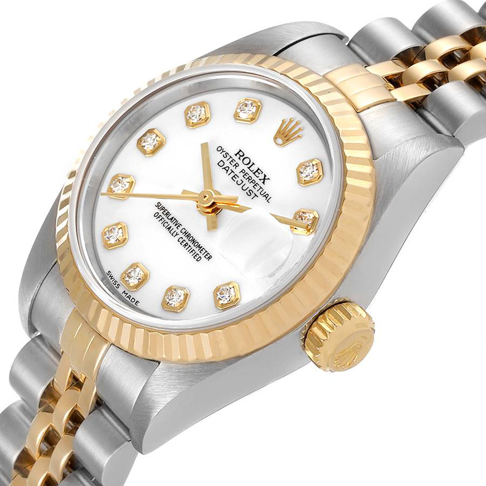 

Rolex White Diamonds 18k Yellow Gold And Stainless Steel Datejust 79173 Women's Wristwatch 26 MM