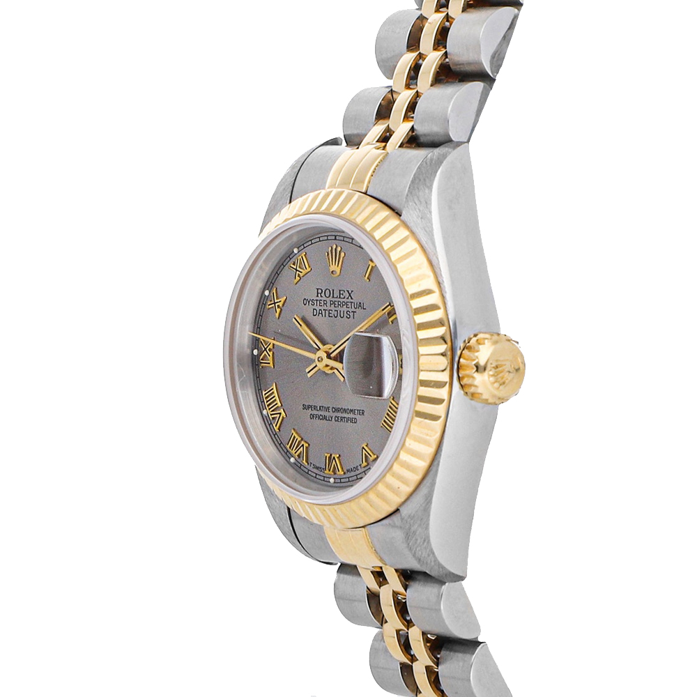 

Rolex Grey 18K Yellow Gold And Stainless Steel Datejust 69173 Women's Wristwatch 26 MM