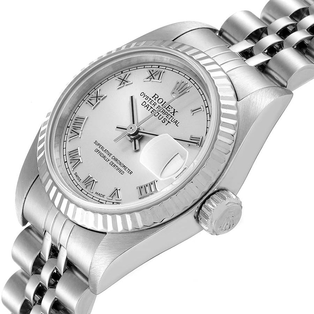 

Rolex Silver 18K White Gold And Stainless Steel Datejust 79174 Women's Wristwatch 26 MM