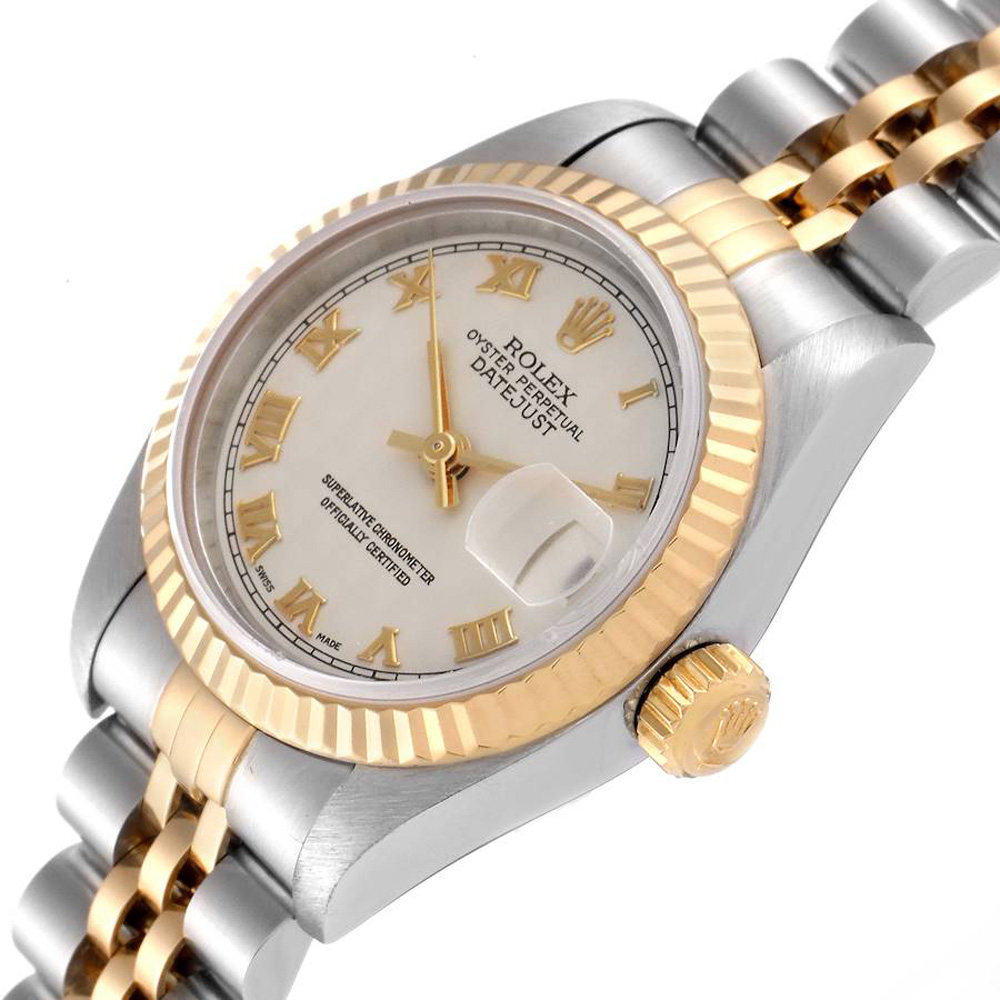 

Rolex Silver 18k Yellow Gold And Stainless Steel Datejust 69173 Women's Wristwatch 26 MM