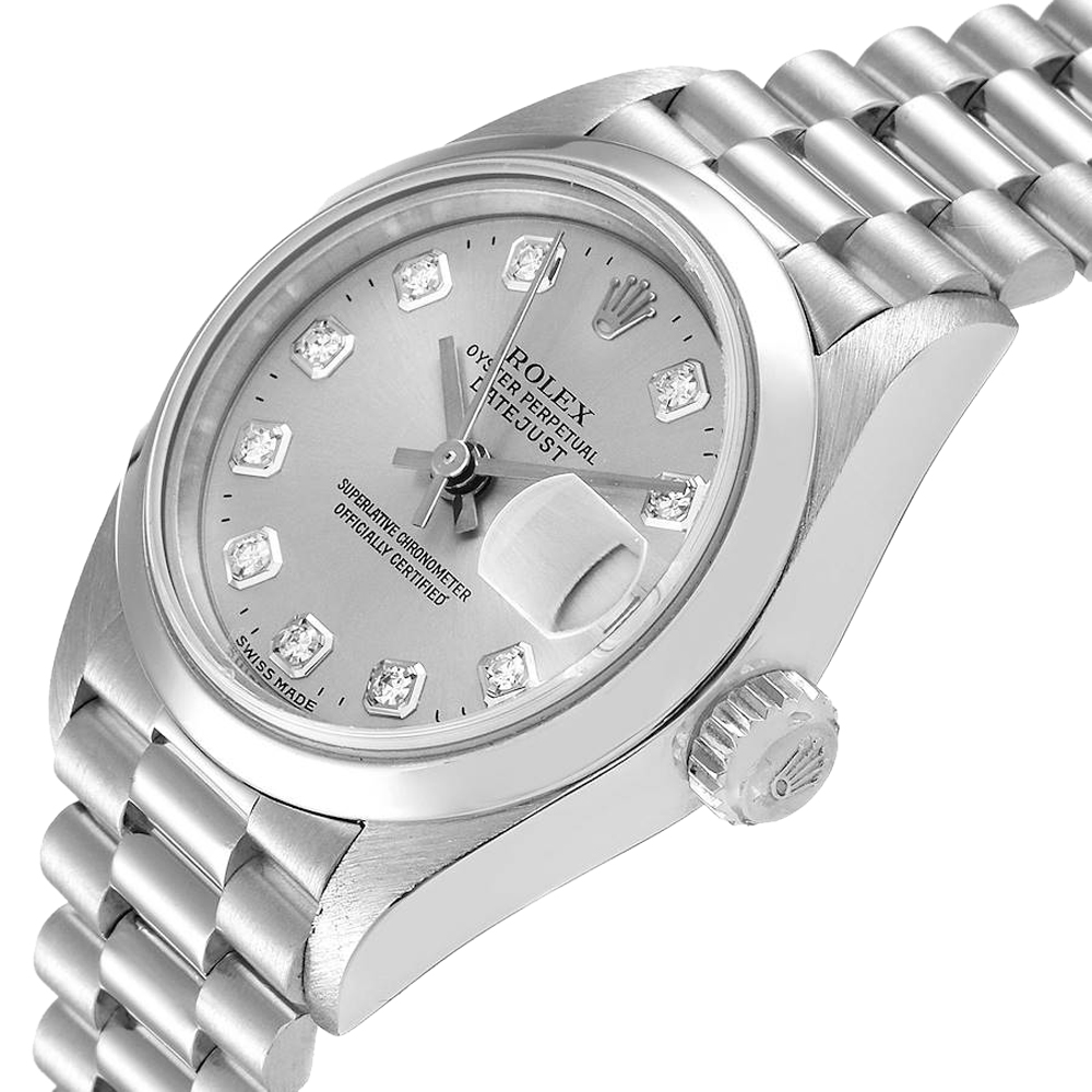 

Rolex Silver Diamond Platinum President 79166 Women's Wristwatch 26 MM