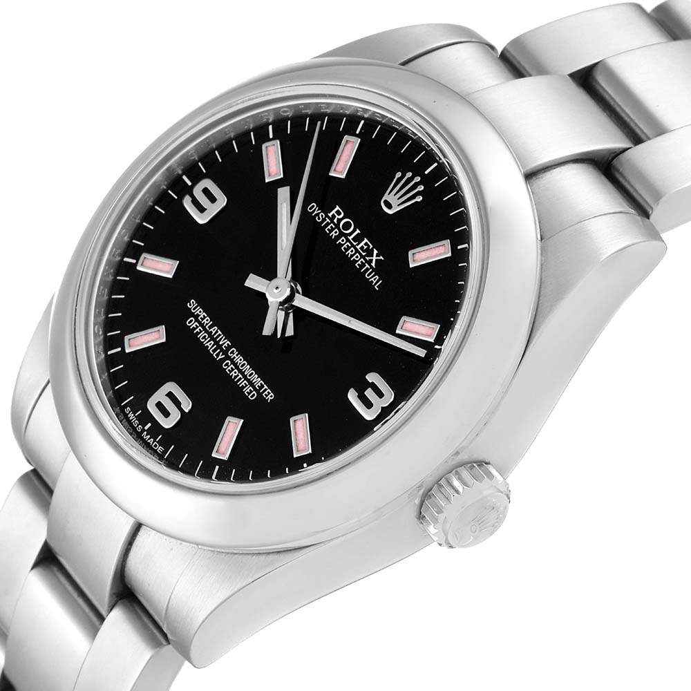 

Rolex Black Stainless Steel Oyster Perpetual 177200 Women's Wristwatch 31 MM
