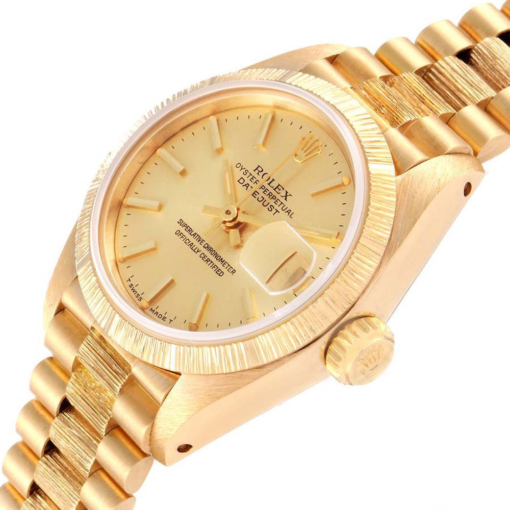 

Rolex Champagne 18K Yellow Gold President Datejust 69278 Women's Wristwatch 26 MM