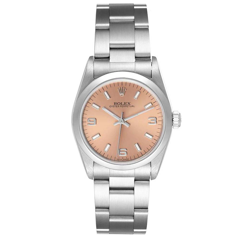 

Rolex Salmon Stainless Steel Oyster Perpetual 77080 Women's Wristwatch 31 MM, Pink