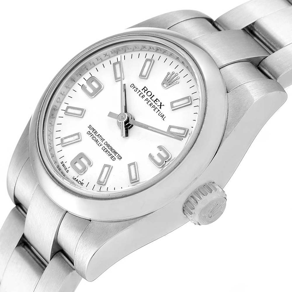

Rolex White Stainless Steel Oyster Perpetual 176200 Women's Wristwatch 26 MM
