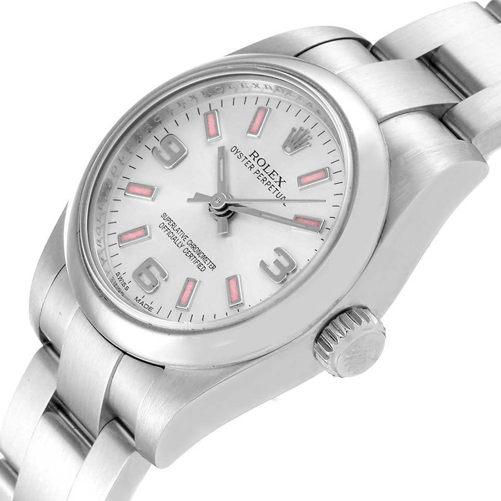 

Rolex White Stainless Steel Oyster Perpetual 176200 Women's Wristwatch 26 MM
