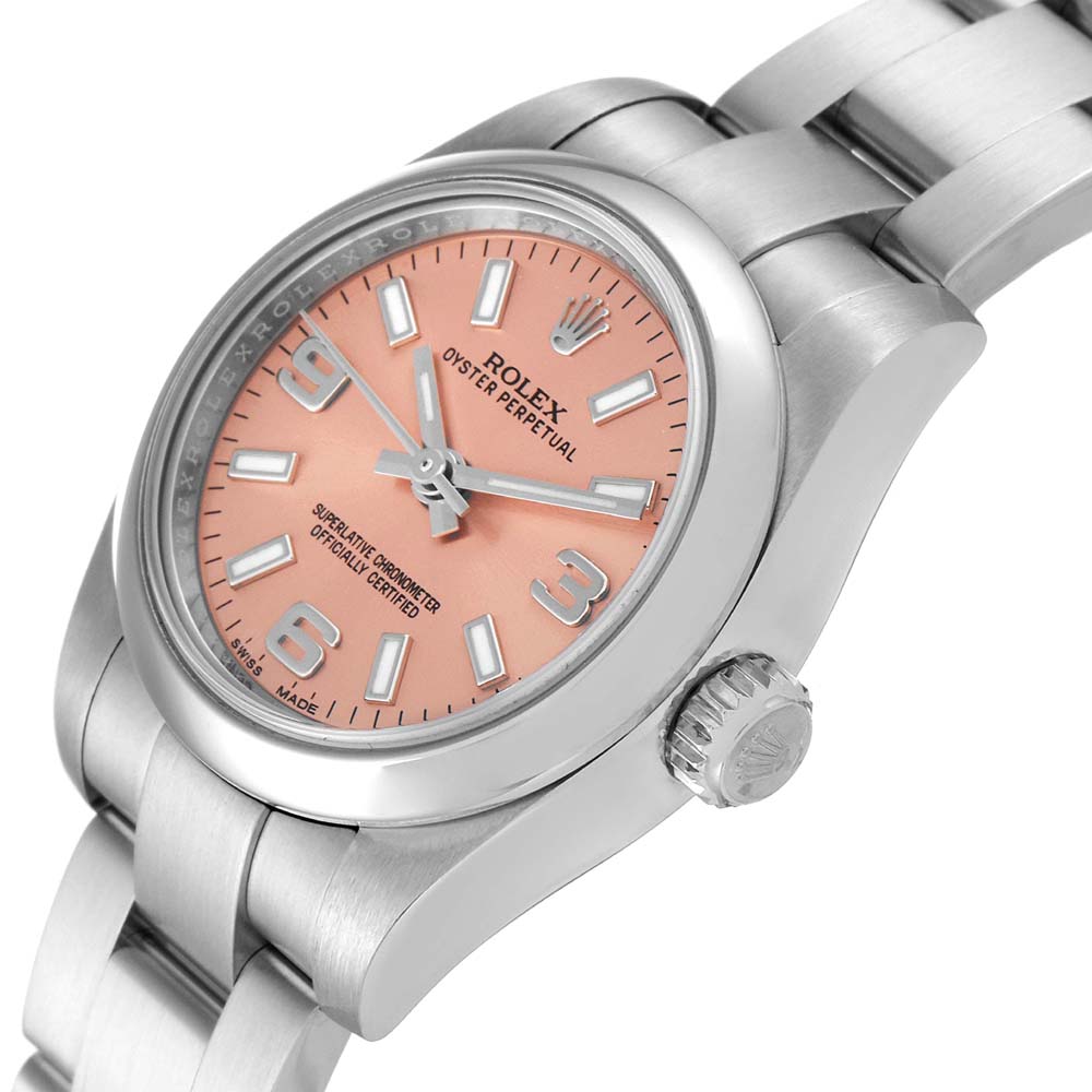 

Rolex Salmon Stainless Steel Oyster Perpetual 176200 Women's Wristwatch 26 MM, Pink