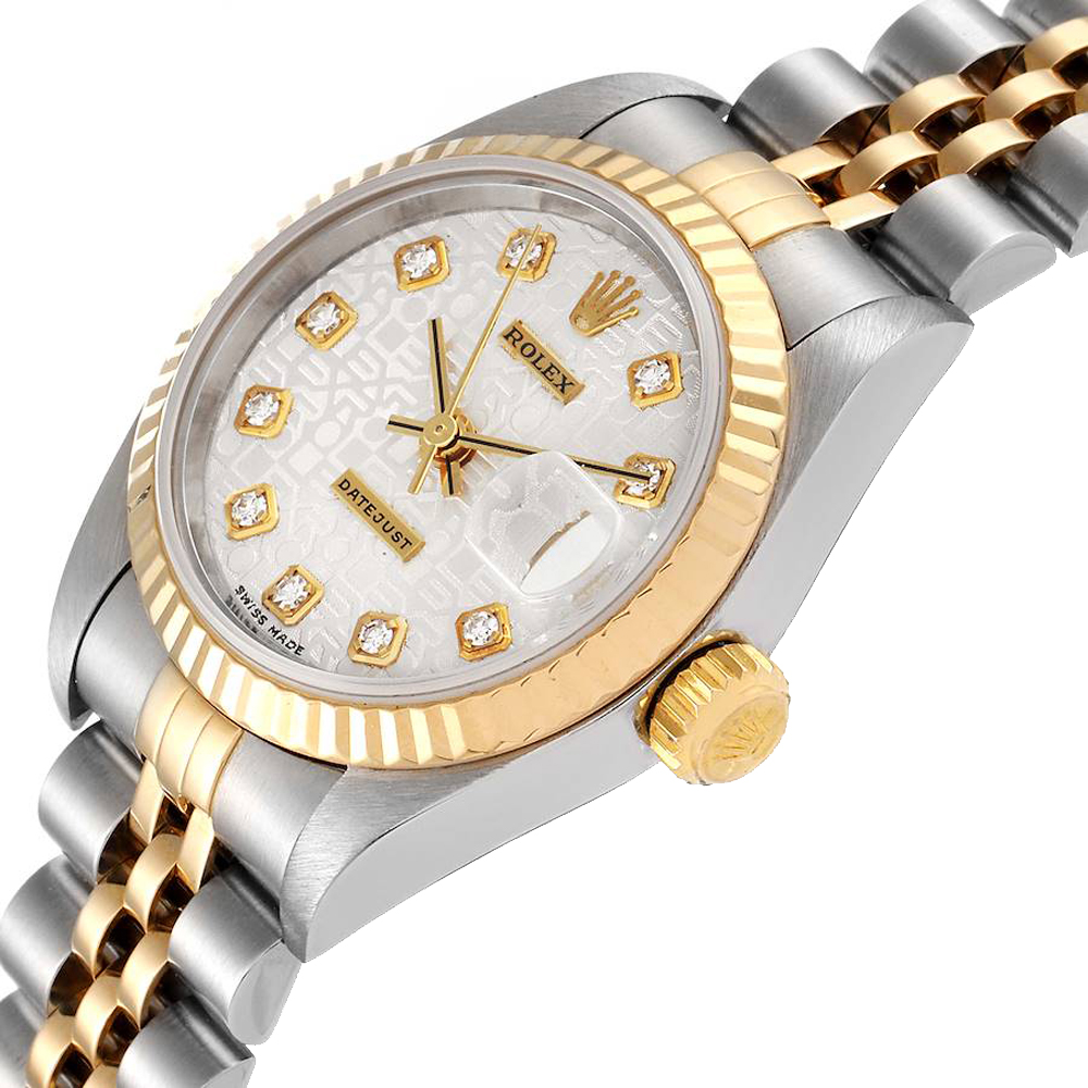 

Rolex Silver Diamonds 18K Yellow Gold And Stainless Steel Datejust 79173 Women's Wristwatch 26 MM