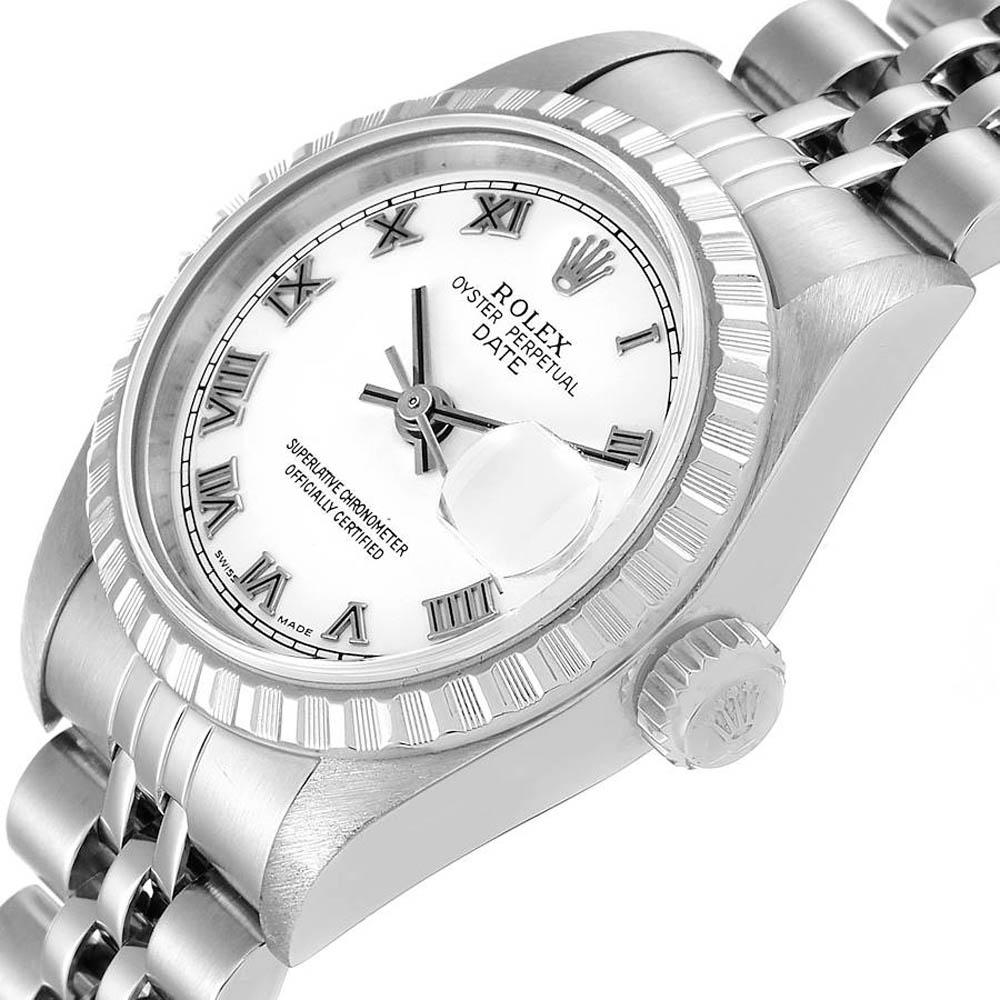 

Rolex White Stainless Steel Oyster Perpetual Date 79240 Women's Wristwatch 26 MM