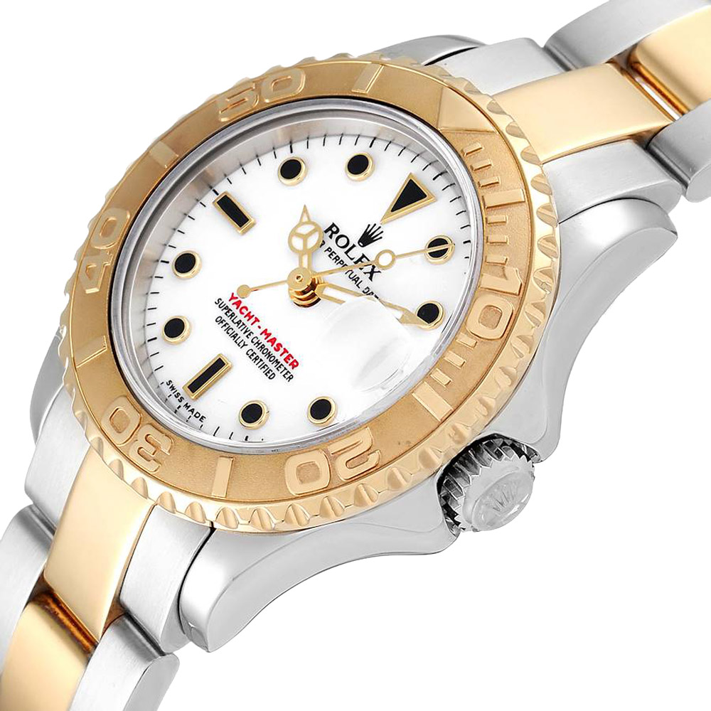 

Rolex White 18K Yellow Gold And Stainless Steel Yachtmaster 169623 Women's Wristwatch 29 MM