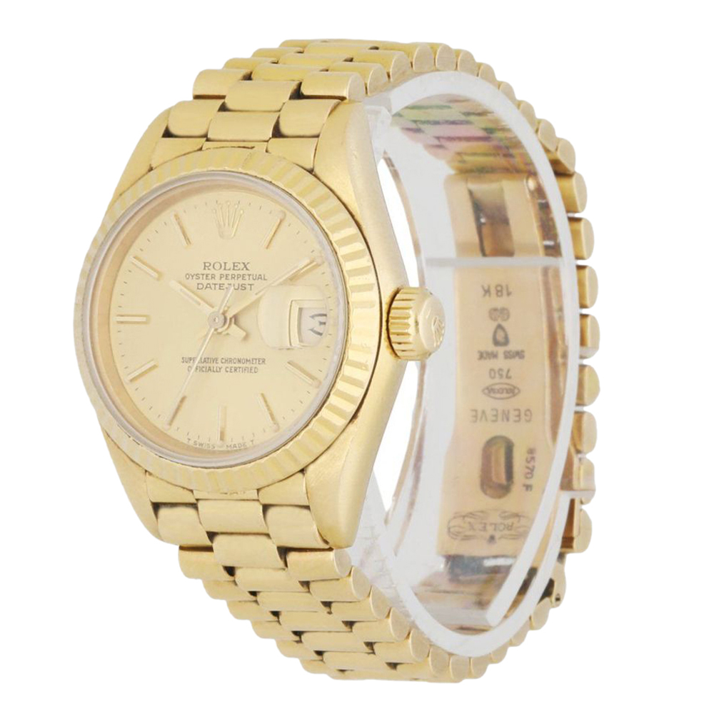 

Rolex Champagne 18K Yellow Gold Datejust 69178 Women's Wristwatch 26 MM