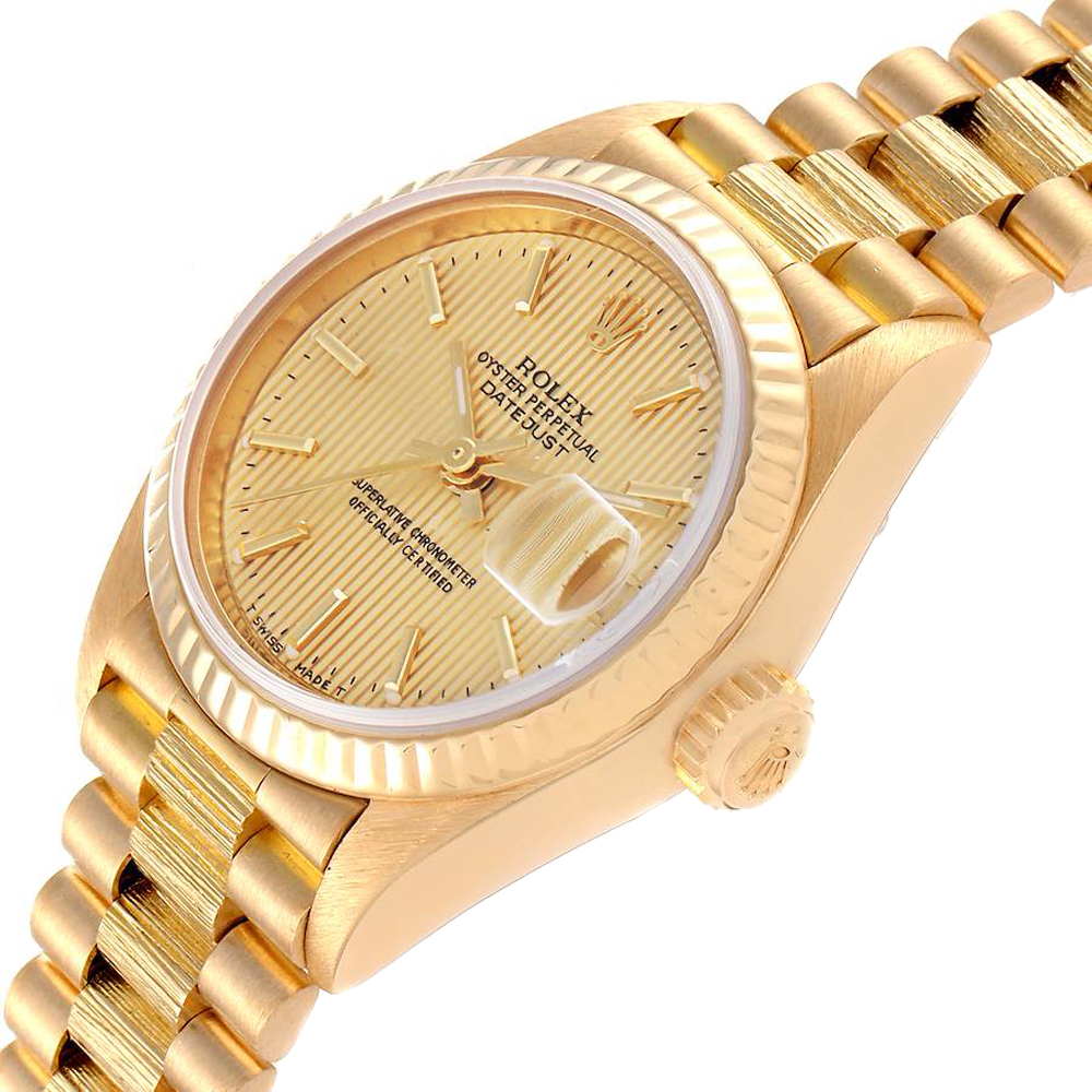 

Rolex Champagne 18K Yellow Gold President Datejust 69178 Women's Wristwatch 26 MM