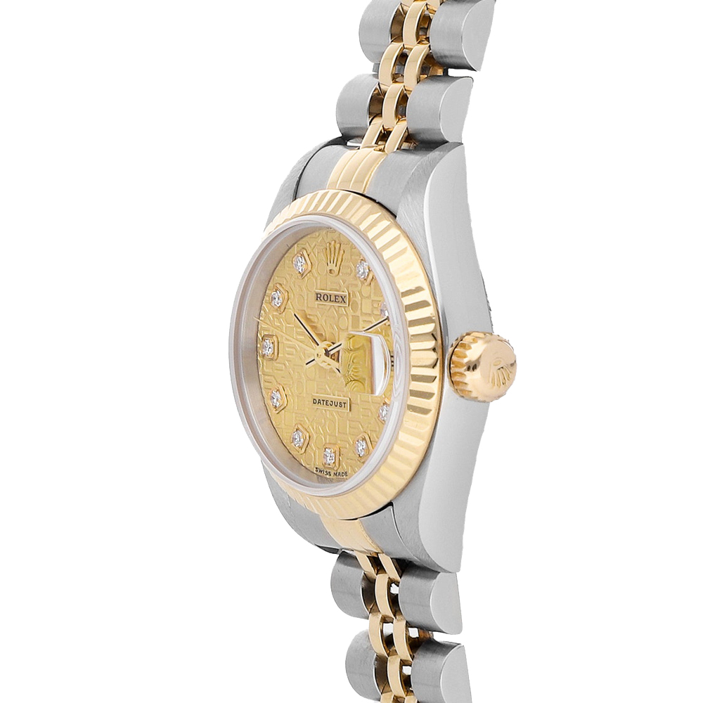 

Rolex Champagne Diamonds 18kYellow Gold And Stainless Steel Datejust 79173 Women's Wristwatch 26 MM