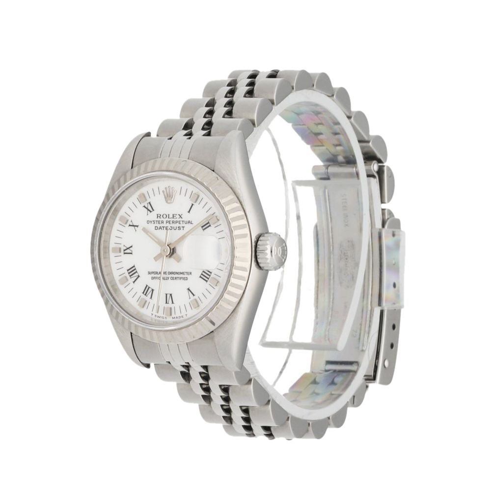 

Rolex White 18K White Gold And Stainless Steel Datejust 69174 Women's Wristwatch 26 MM