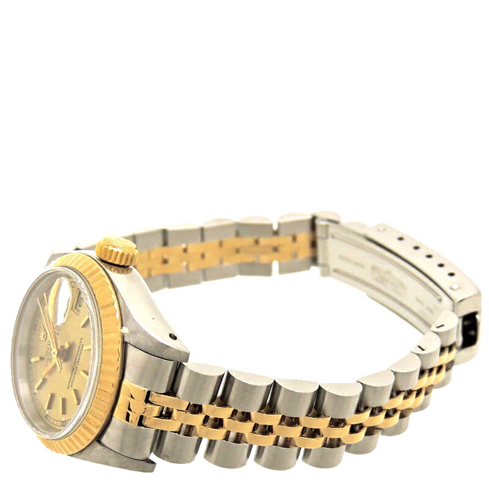 

Rolex Champagne 18K Yellow Gold And Stainless Steel Datejust (1990-1991) 69173 Women's Wristwatch 26 MM