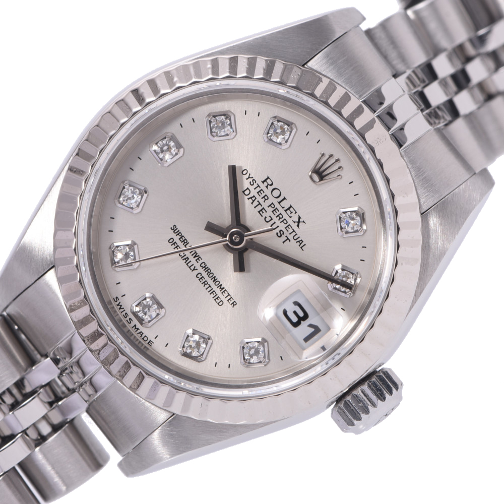 

Rolex Silver Diamonds Stainless Steel Datejust 79174 Women's Wristwatch 26 MM