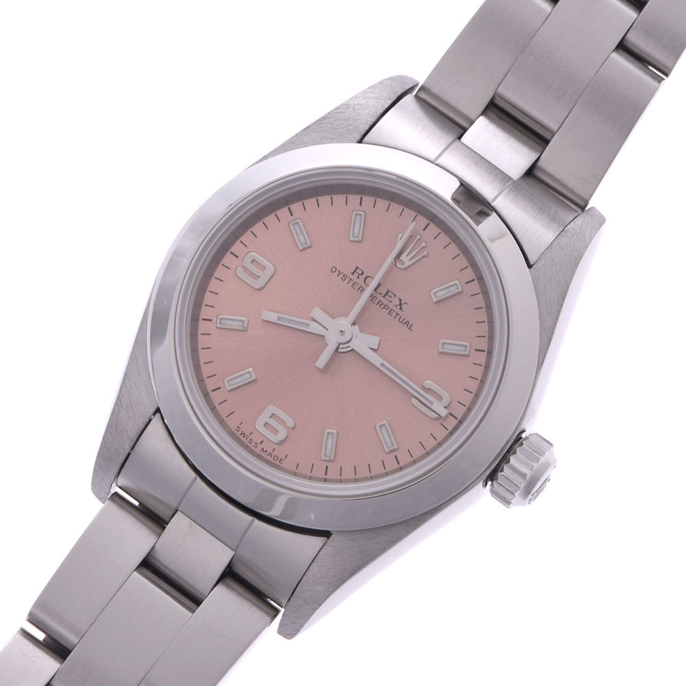 

Rolex Pink Stainless Steel Oyster Perpetual 76080 Automatic Women's Wristwatch 24 MM