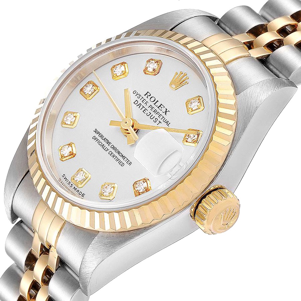 

Rolex Grey Diamonds 18K Yellow Gold And Stainless Steel Datejust 79173 Women's Wristwatch 26 MM
