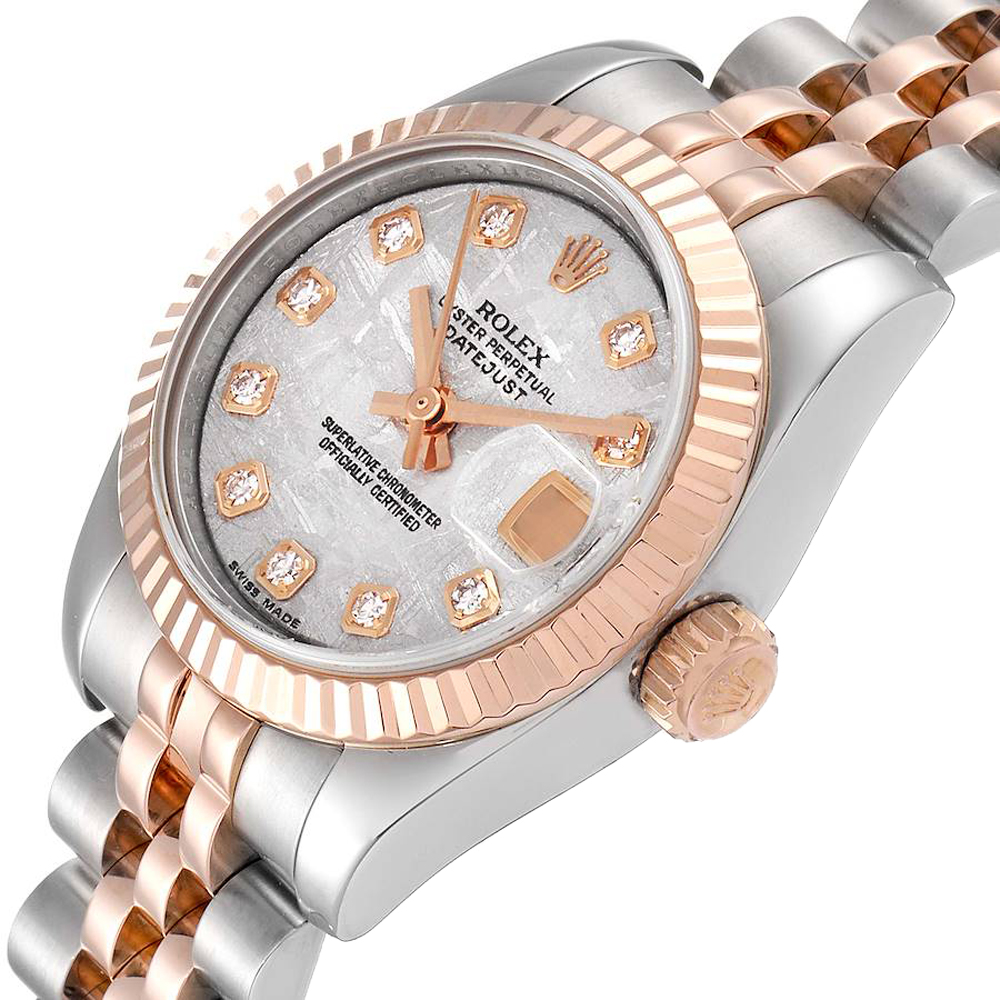 

Rolex Silver Diamonds 18K Rose Gold And Stainless Steel Datejust 179171 Women's Wristwatch 26 MM