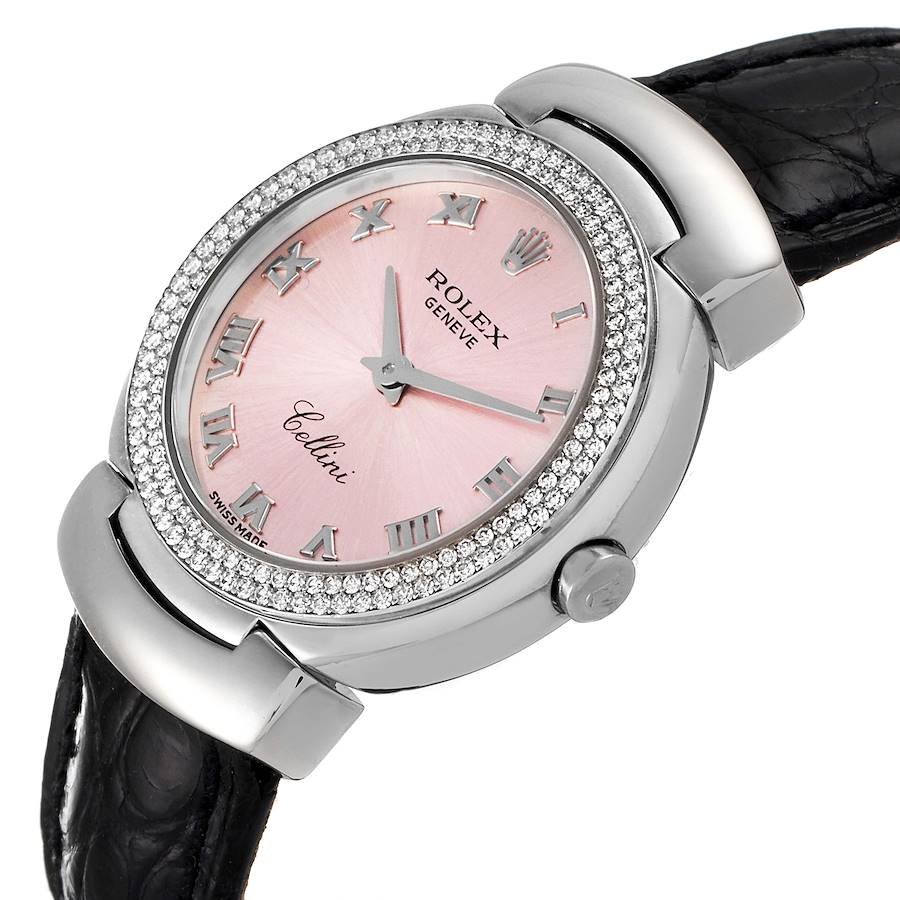 

Rolex Rose Diamonds 18K White Gold Cellini Cellissima 6671 Women's Wristwatch 26 MM, Pink