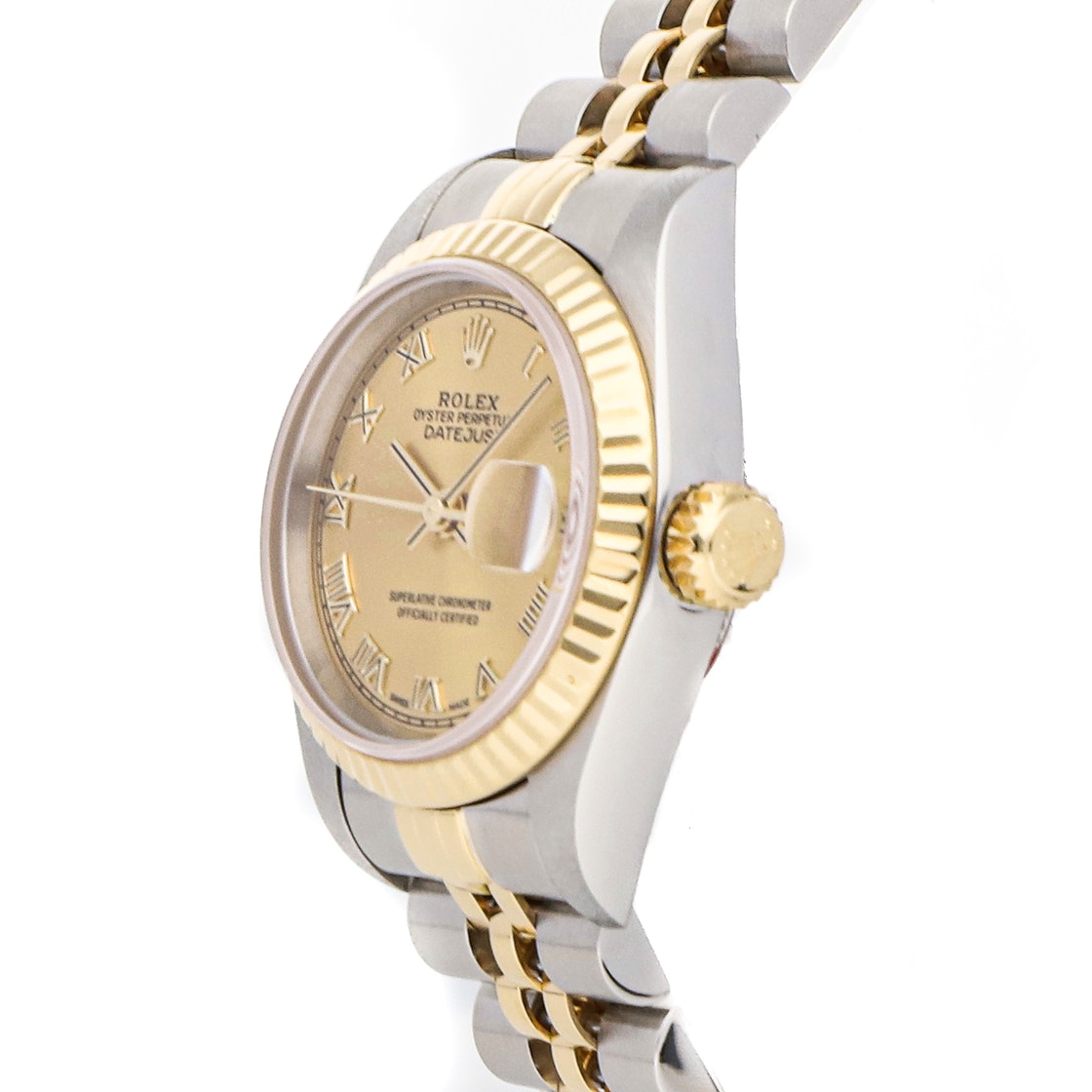 

Rolex Champagne 18K Yellow Gold And Stainless Steel Datejust 79173 Women's Wristwatch 26 MM