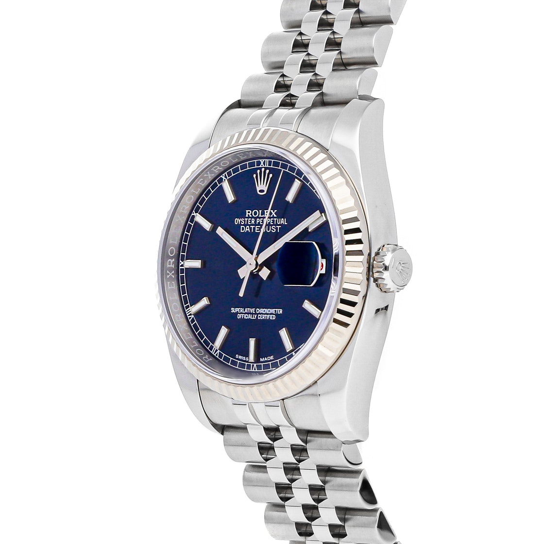 

Rolex Blue 18K White Gold And Stainless Steel Datejust 116234 Women's Wristwatch 36 MM