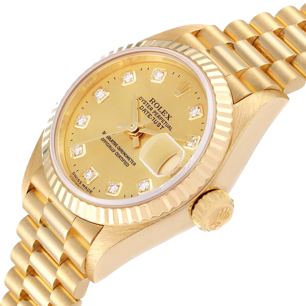 

Rolex Champagne Diamonds 18K Yellow Gold President Datejust 79178 Women's Wristwatch 26 MM