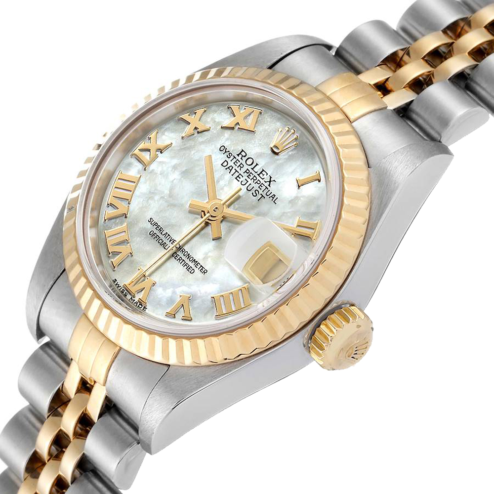 

Rolex MOP 18K Yellow Gold And Stainless Steel Datejust 79173 Women's Wristwatch 26 MM, White