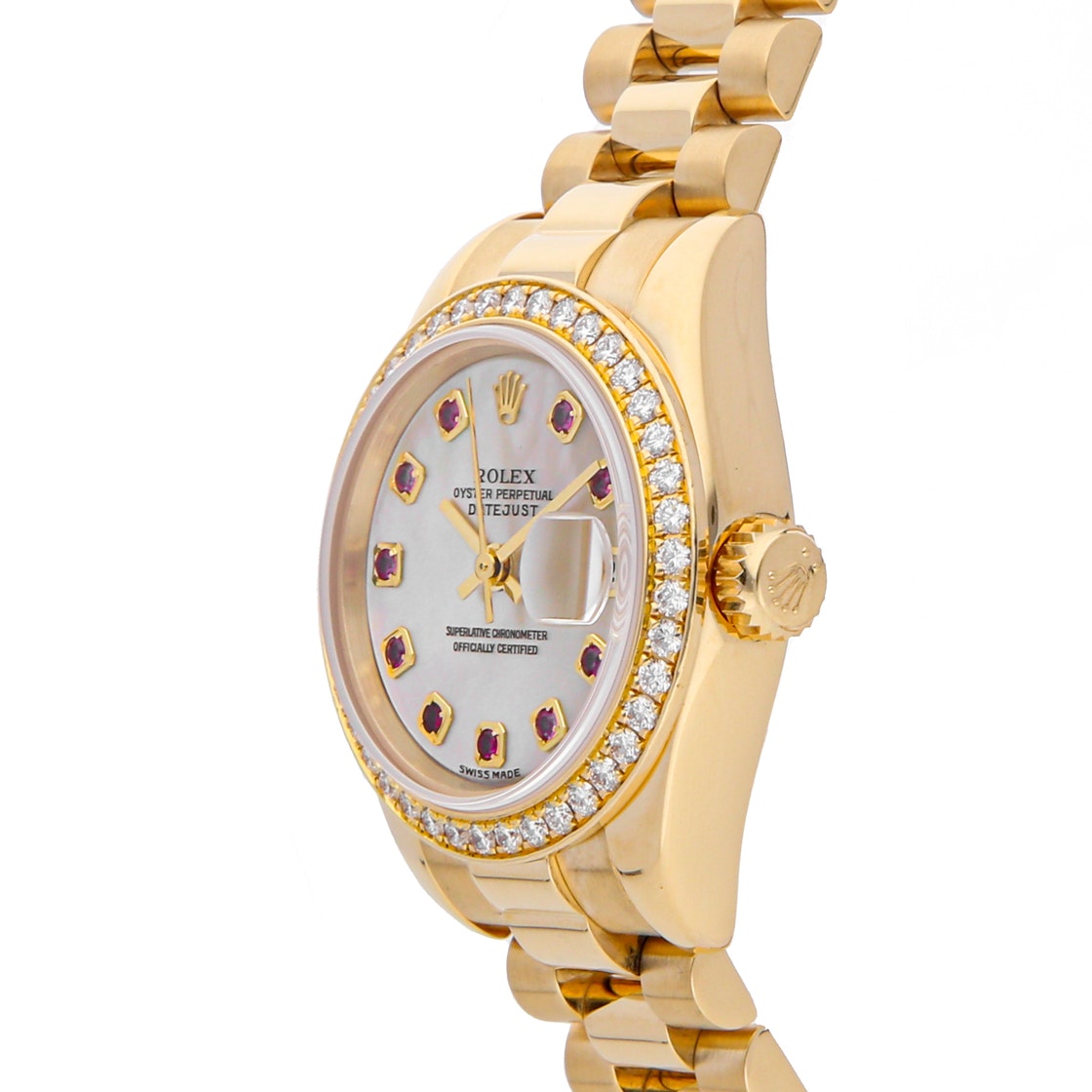 

Rolex MOP Diamonds 18K Yellow Gold Datejust 179138 Women's Wristwatch 26 MM, White