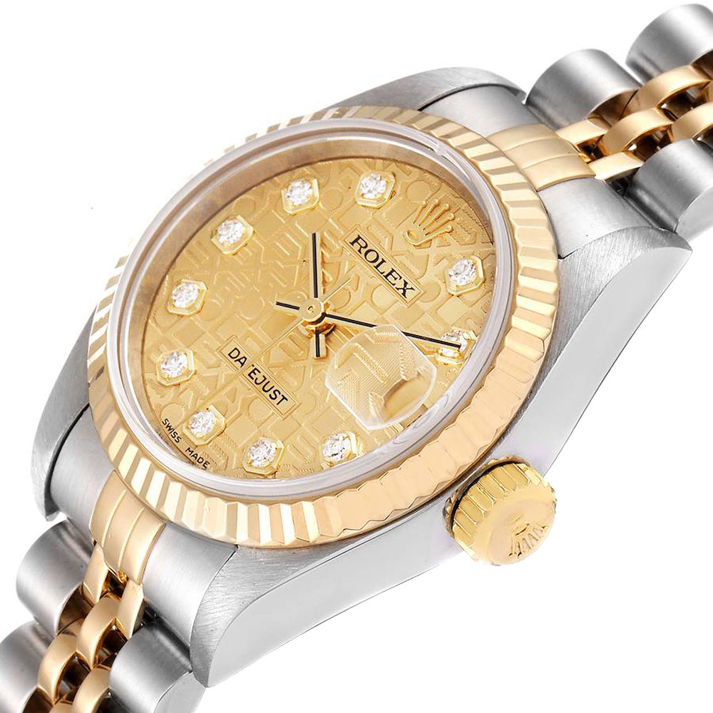 

Rolex Champagne Diamonds 18K Yellow Gold And Stainless Steel Datejust 79173 Automatic Women's Wristwatch 26 MM