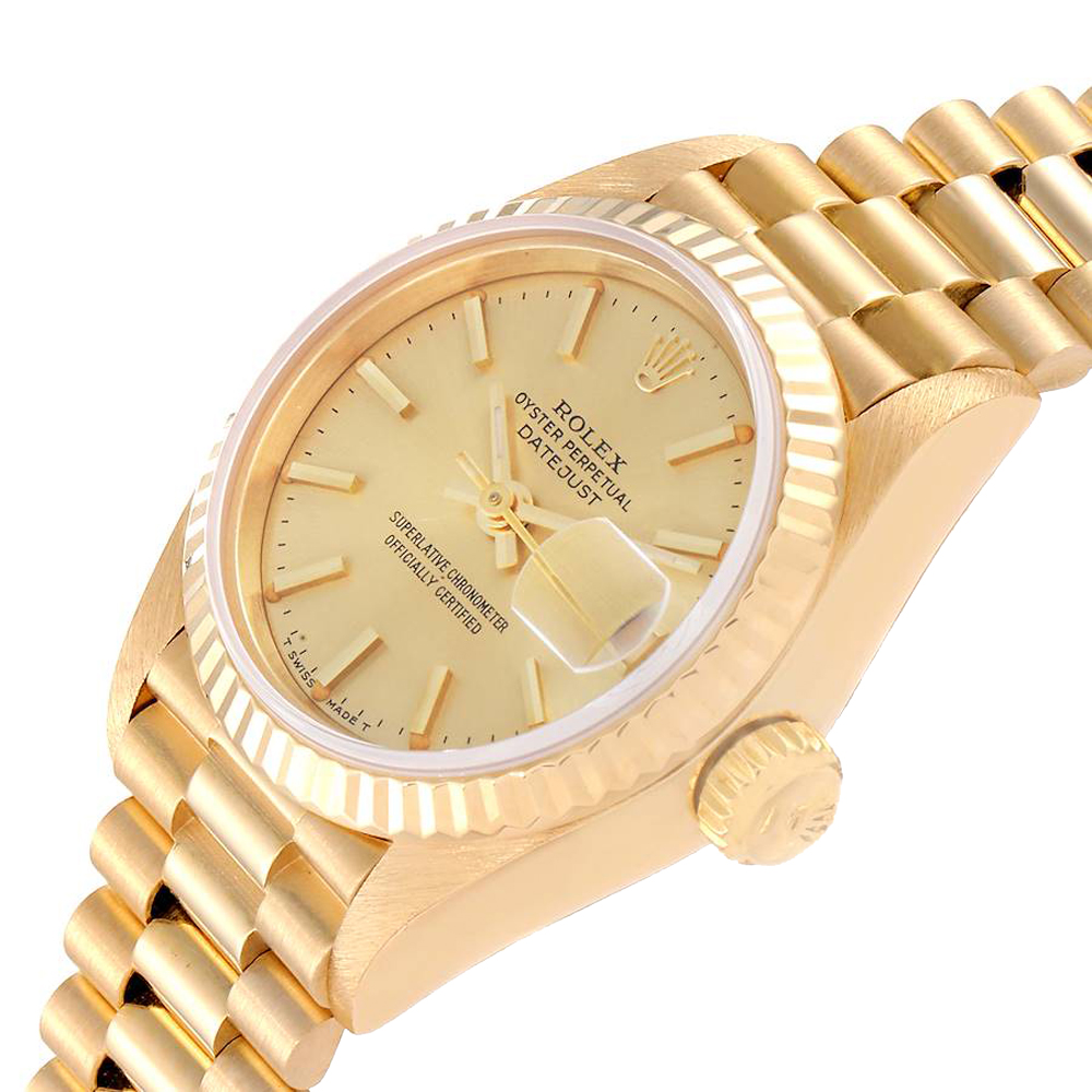 

Rolex Champagne 18K Yellow Gold President Datejust 69178 Women's Wristwatch 26 MM